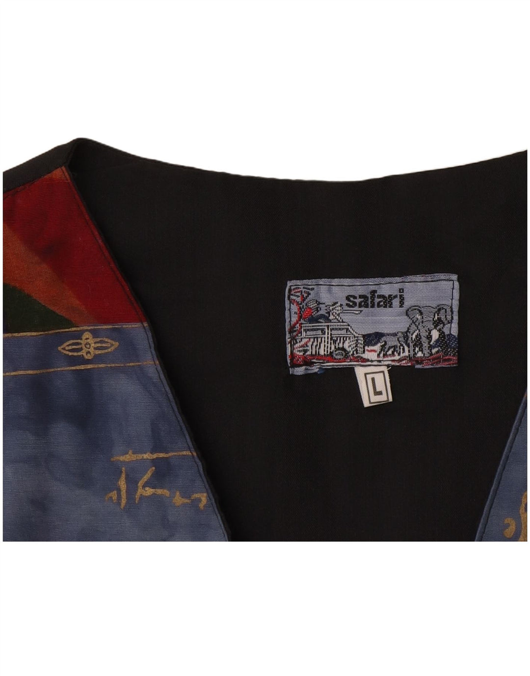 vintage Mens Abstract Pattern Gilet Grand Bleu