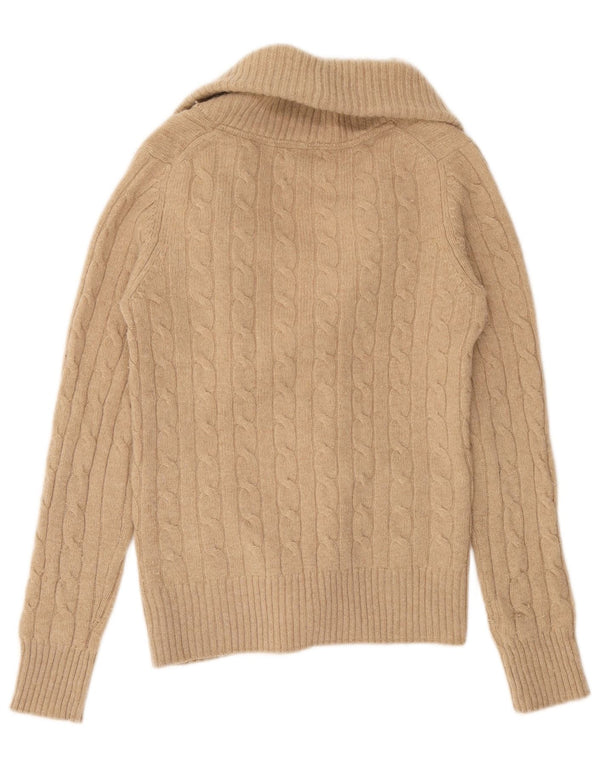 Massimo Dutti Pull Cardigan Femme UK 12 Laine Marron Moyen