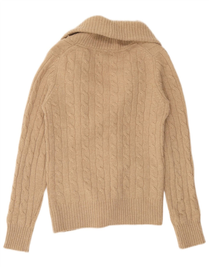 Massimo Dutti Pull Cardigan Femme UK 12 Laine Marron Moyen