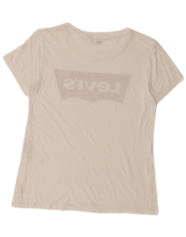 LEVI'S T-shirt graphique pour femme UK 10 Small Blanc