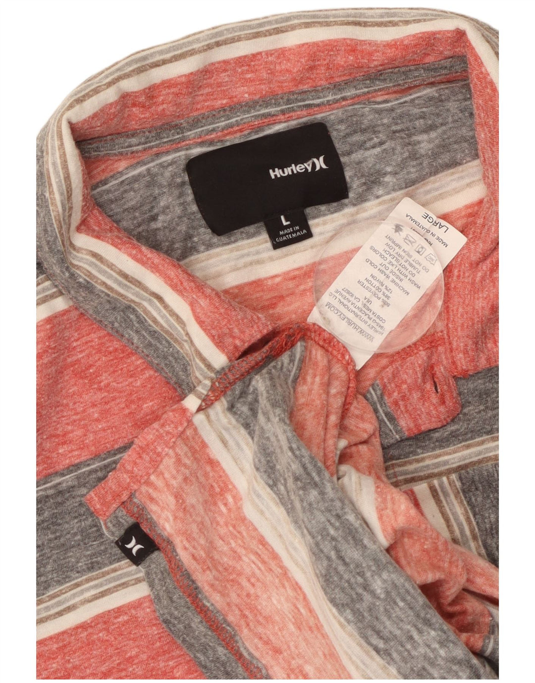 Hurley Polo Homme Large Rose Rayé Polyester