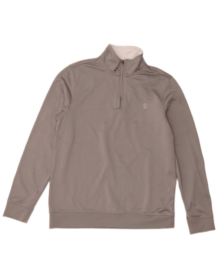 Izod Sweat-shirt à col zippé pour homme Petit gris Polyester