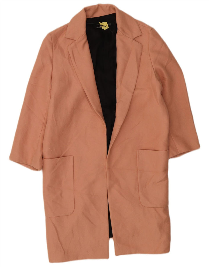 Zara Veste blazer longue ouverte surdimensionnée pour femme UK 6 XS Rose Polyester