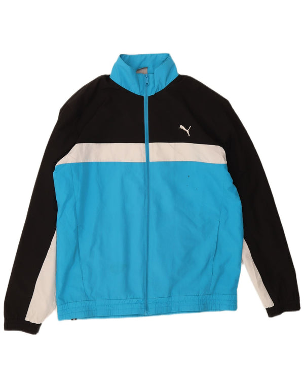 Puma Veste de survêtement pour homme Large Bleu Colorblock Polyester