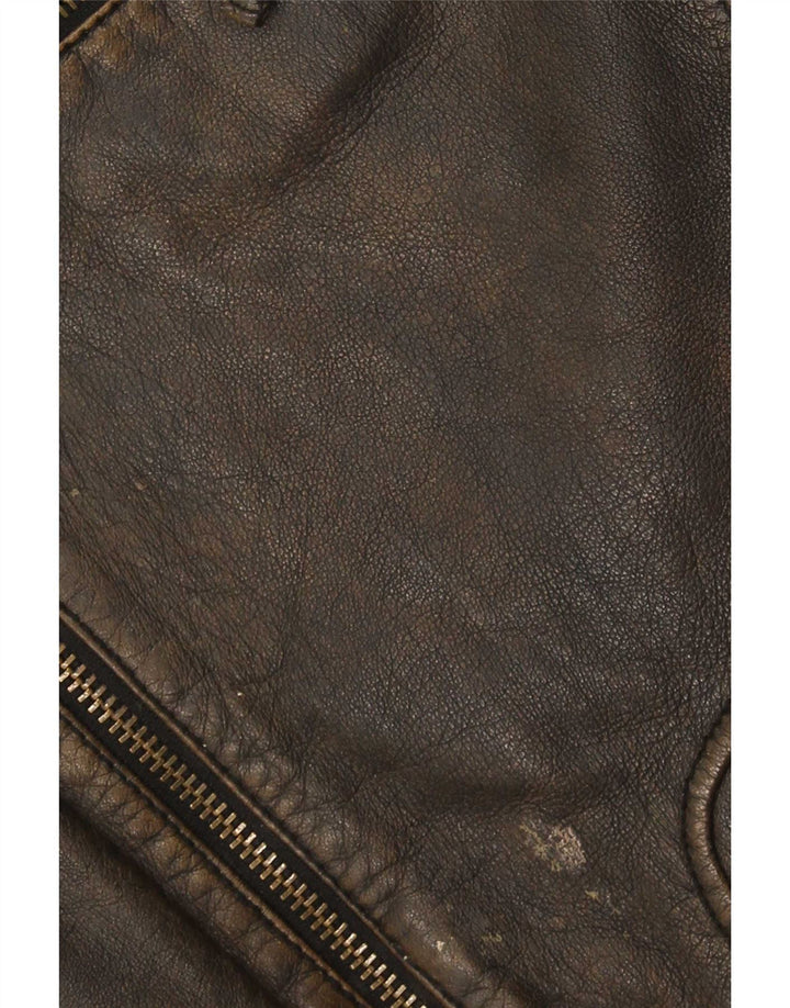 Camel Active Veste de course en cuir pour homme IT 50 Large Marron