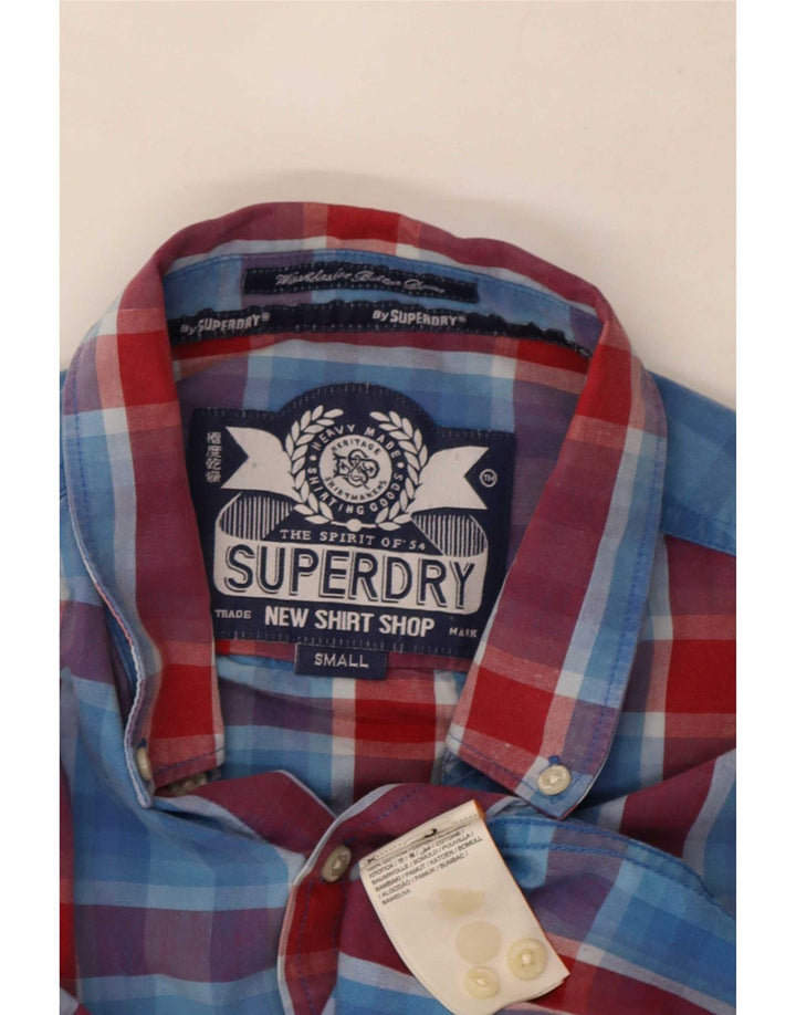 Superdry Chemise Homme Petit Carreau Bleu Coton