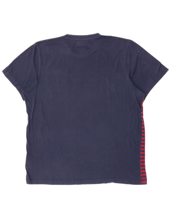 Adidas T-Shirt Homme Haut Grand Coton Rayé Bleu Marine