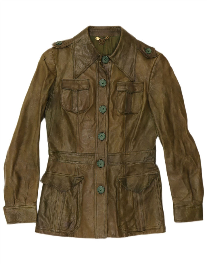 STADICK Womens Leather Jacket IT 38 XS Green Leather