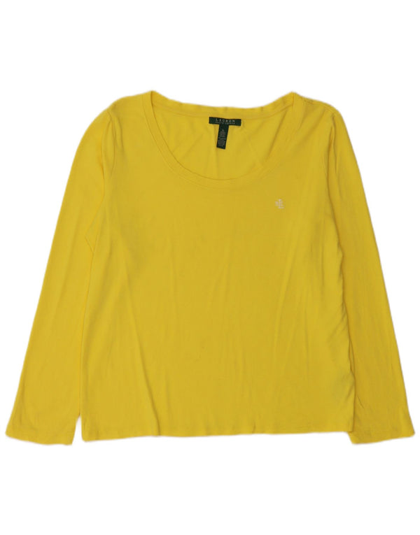 Ralph Lauren Haut à manches longues pour femme UK 18 XL Coton jaune