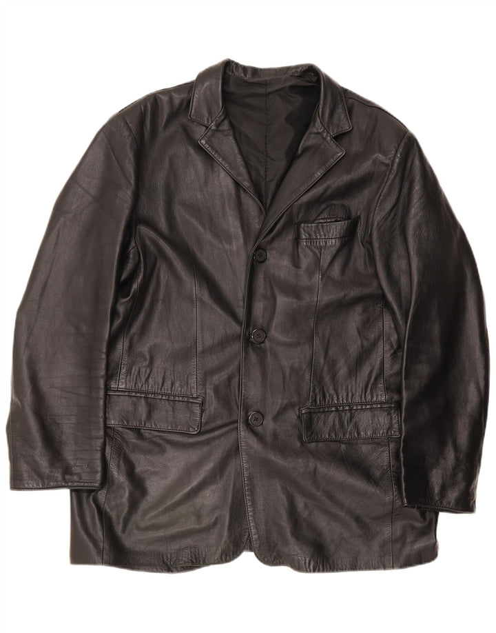 veste en cuir homme vintage IT 54 2XL Noir