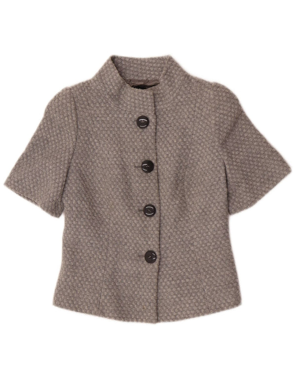 Benetton Veste Boléro À Manches Courtes Femme IT 38 XS Gris Acrylique Moucheté