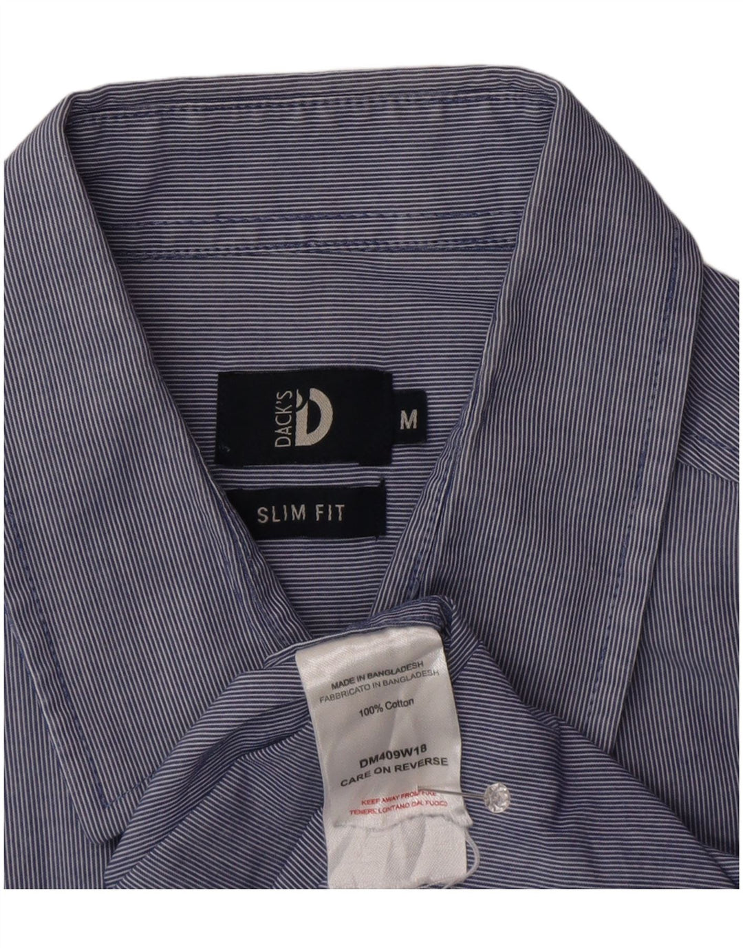 Dack's Chemise Slim Fit Homme Bleu Moyen en Coton à Fines Rayures