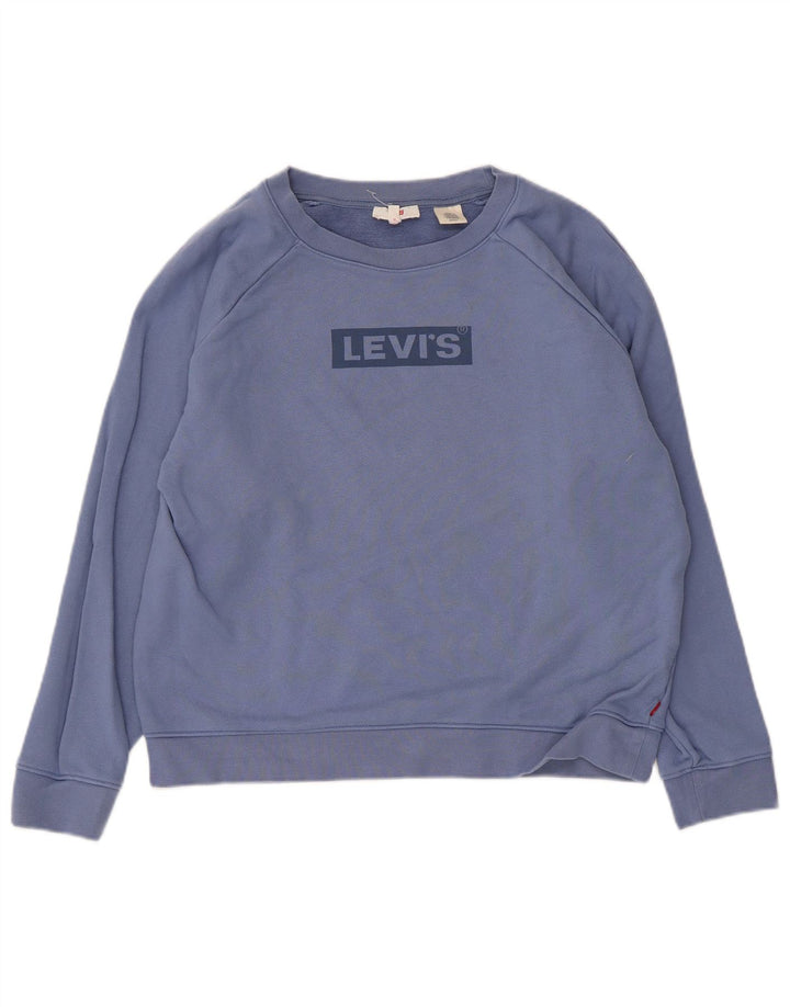 Levi's Sweat-shirt oversize graphique pour femme UK 10 Small Bleu Coton