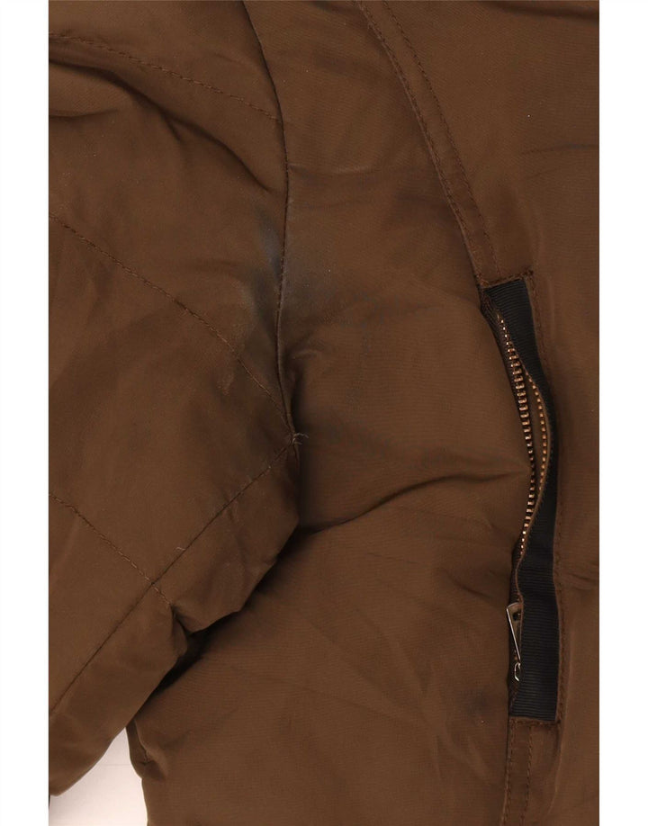 Zara Veste matelassée à capuche pour femme UK 14 Large Kaki