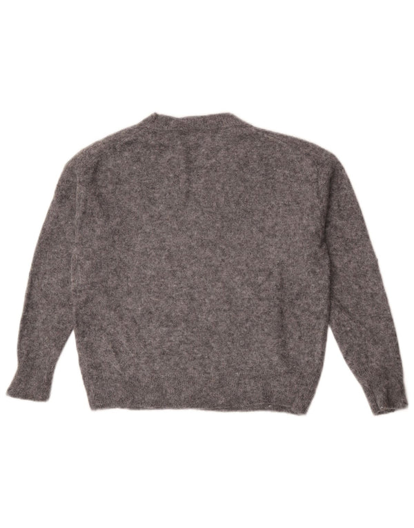 Zara Pull surdimensionné à col en V pour femme UK 10 Petit gris moucheté