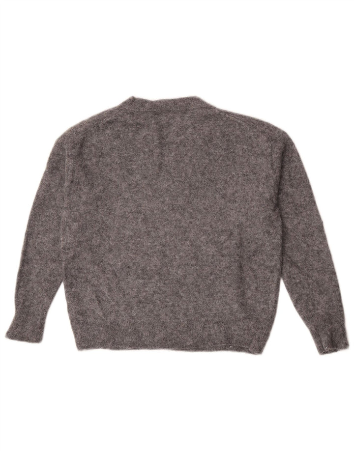 Zara Pull surdimensionné à col en V pour femme UK 10 Petit gris moucheté