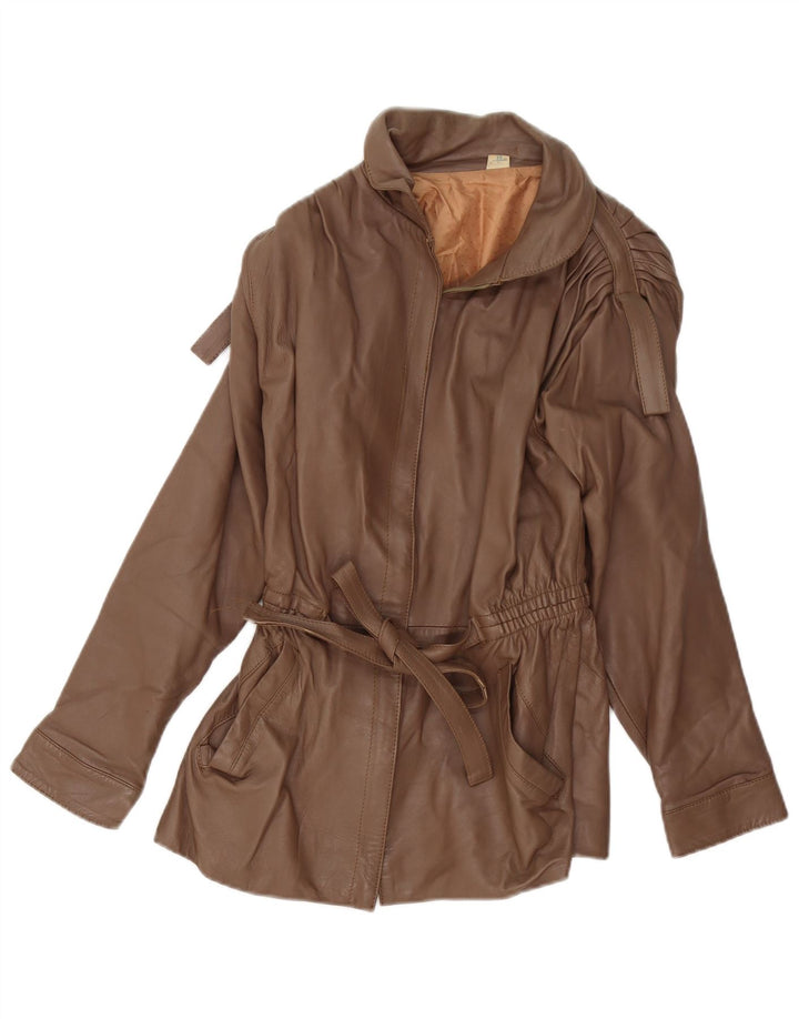 veste en cuir femme vintage IT 38 XS Marron