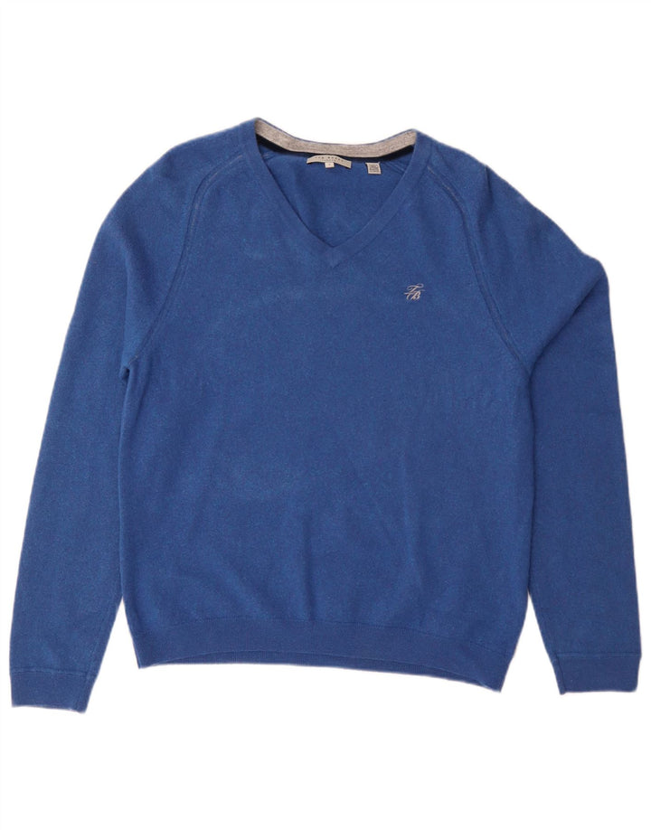 Ted Baker Pull col V pour femme Taille 5 XL Bleu Laine