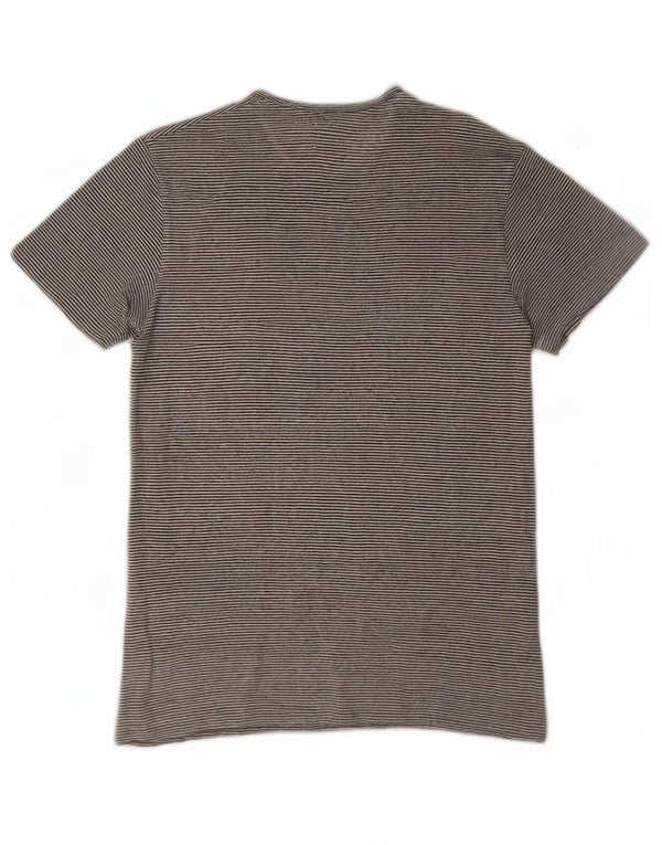 Zara Homme T-Shirt Top Petit Lin Rayé Blanc