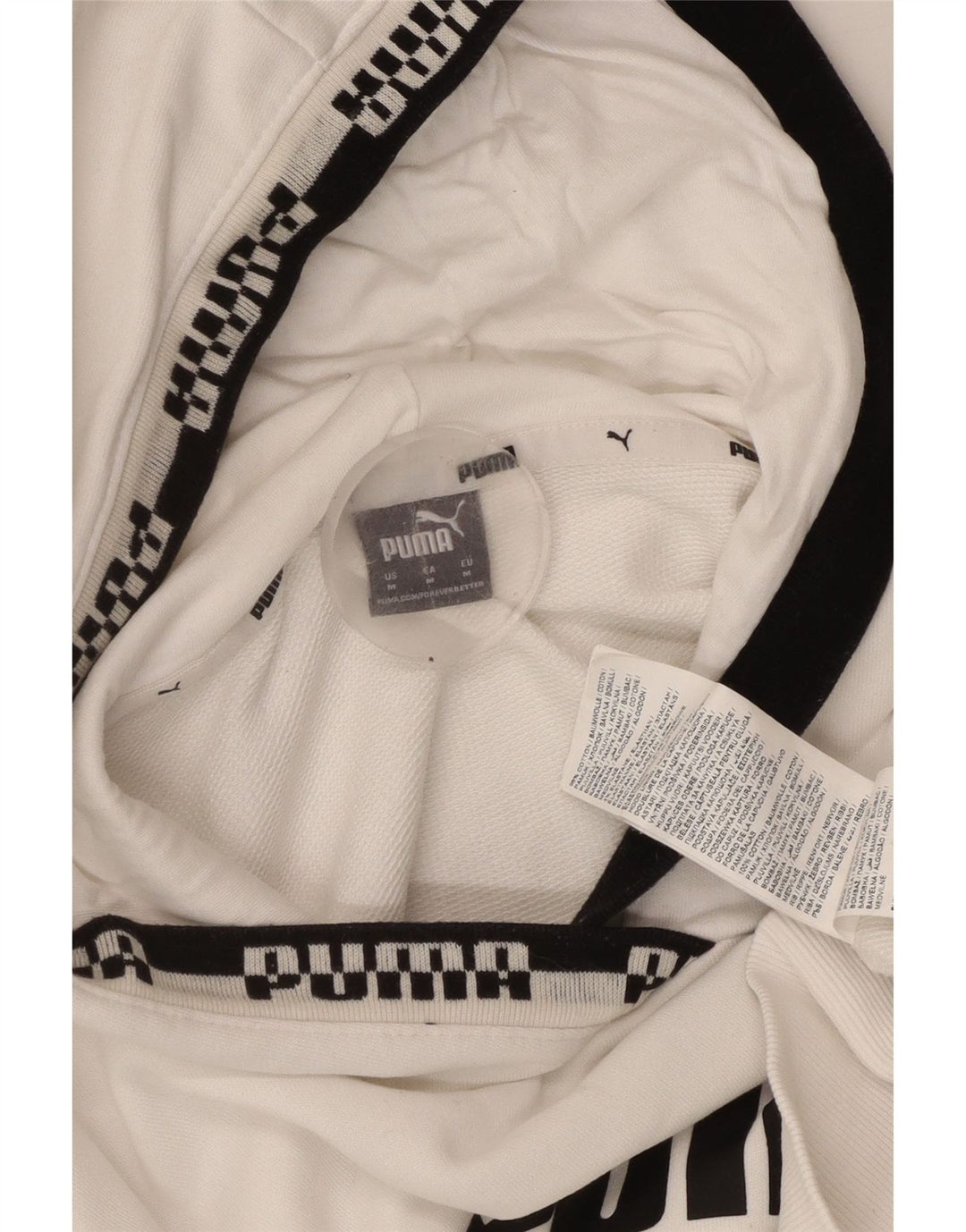 PUMA Pull à capuche graphique pour femme UK 14 Coton blanc moyen