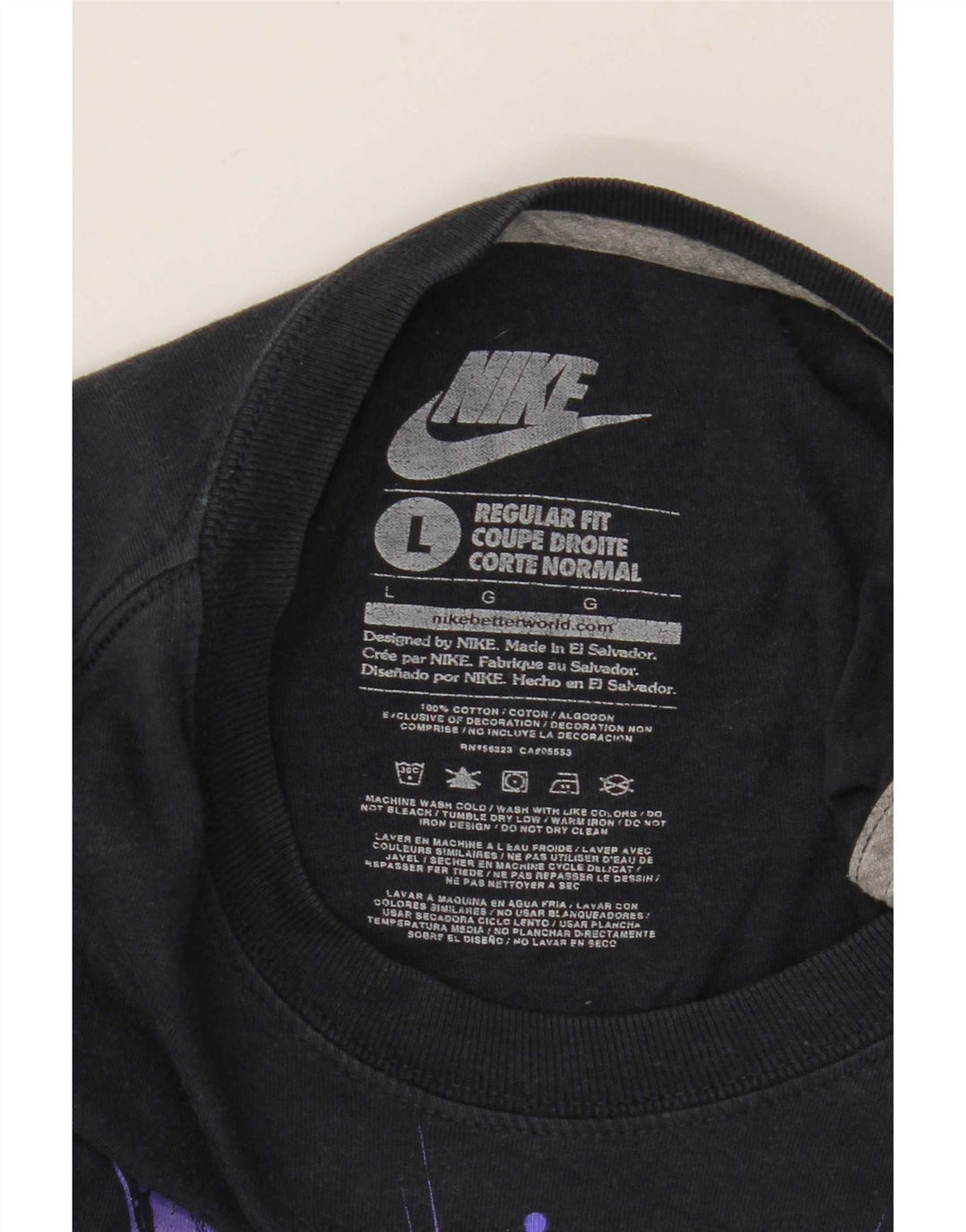Nike T-shirt coupe classique pour homme en coton noir Taille L