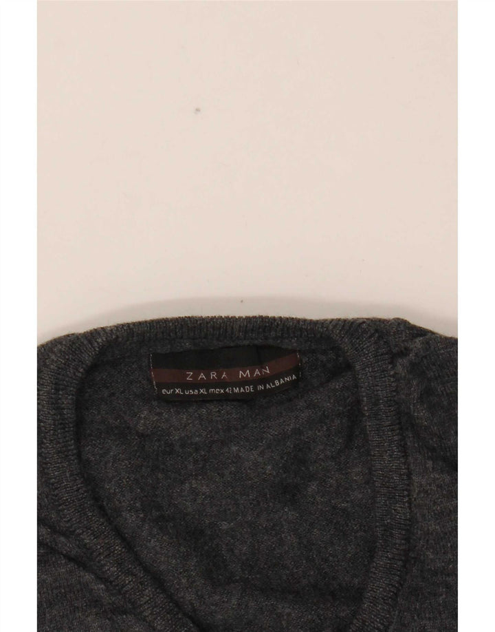 Zara Pull col V pour homme XL Gris