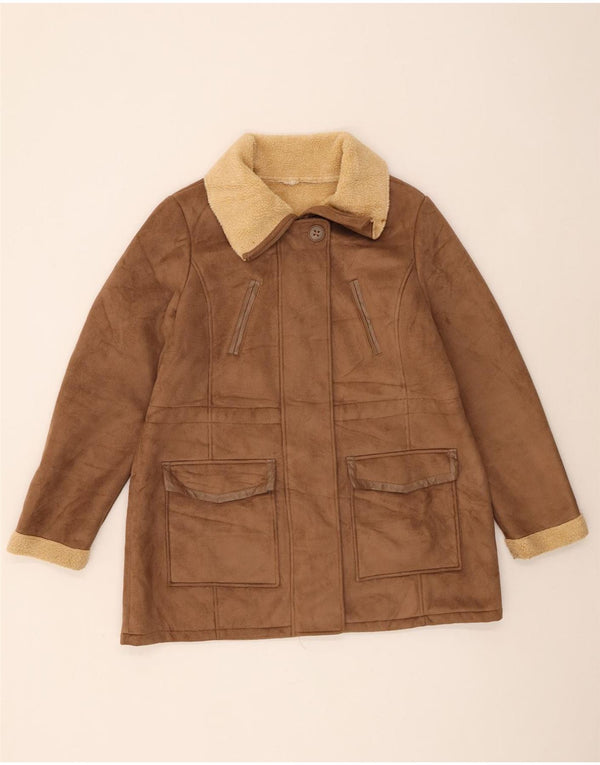 Marks & Spencer Veste Sherpa Femme UK 16 Large Marron Polyester