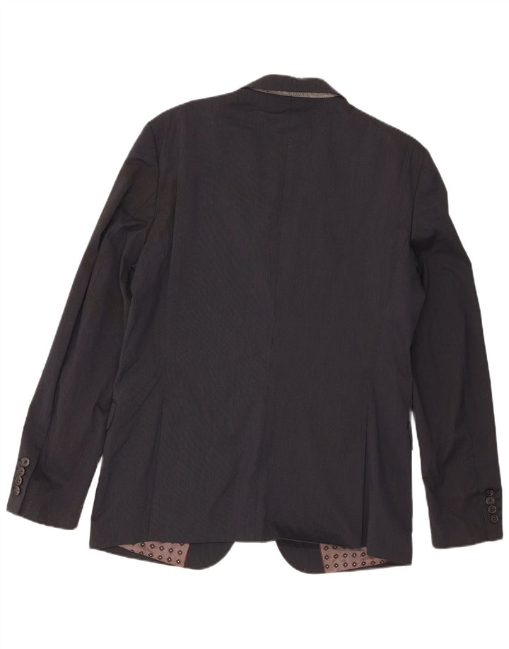 Zara Veste blazer à 2 boutons pour homme EU 52 Large Bleu marine à fines rayures