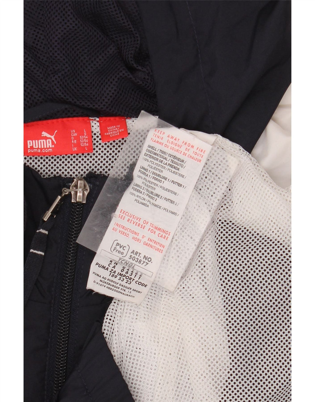 PUMA Veste de survêtement à capuche pour homme Taille L Bleu marine Colorblock