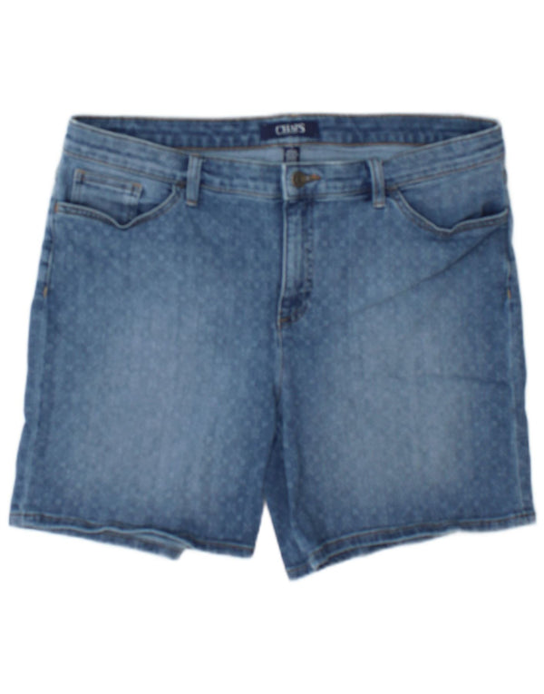 Chaps Womens Denim Shorts US 14 XL W36  Blue Spotted Cotton