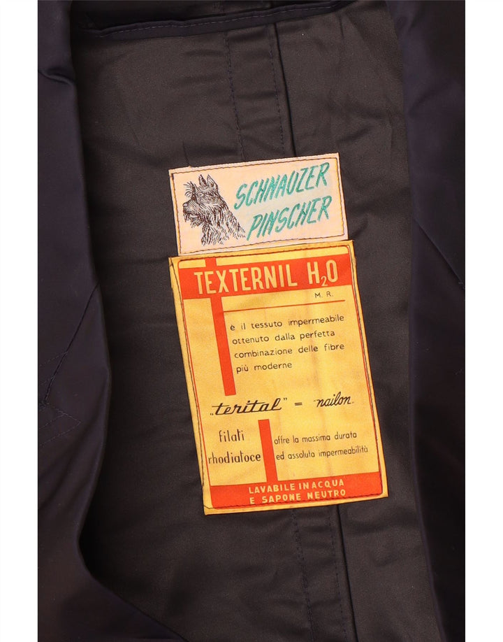 vintage Mens Trench Coat UK 40 Grand Nylon Bleu Marine