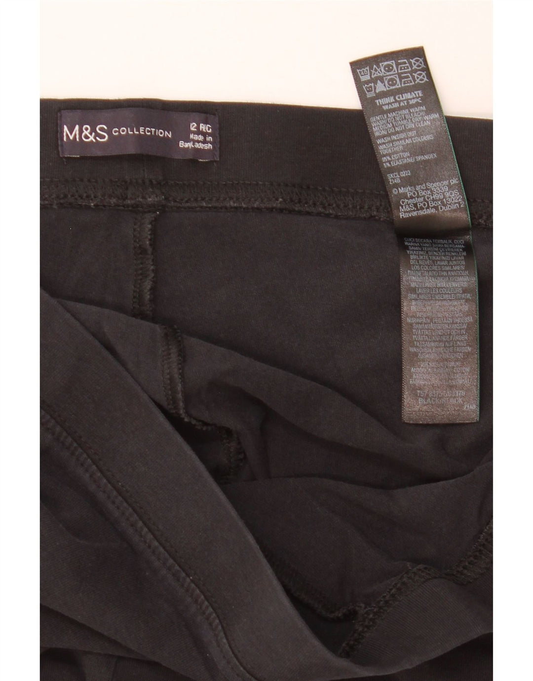 Marks & Spencer Leggings Femme UK 12 Coton Noir Moyen