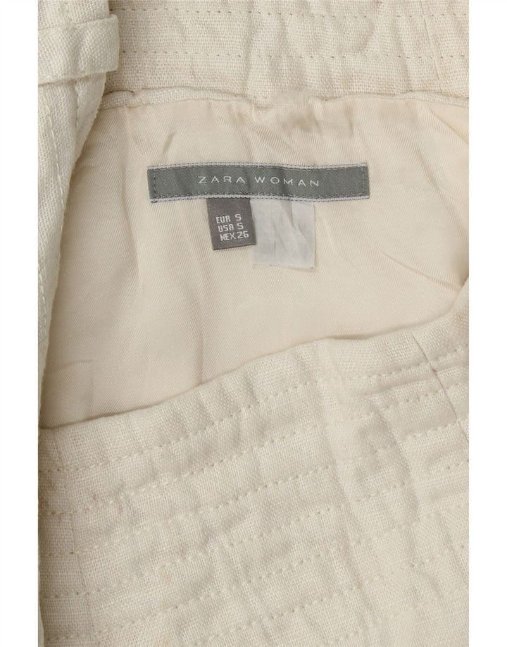 Zara Femme Jupe Plissée Small W26 Lin Blanc