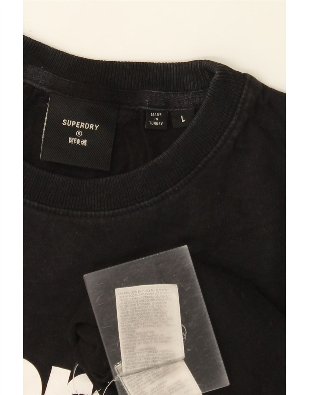 SUPERDRY T-shirt graphique pour femme UK 16 Large Noir Coton