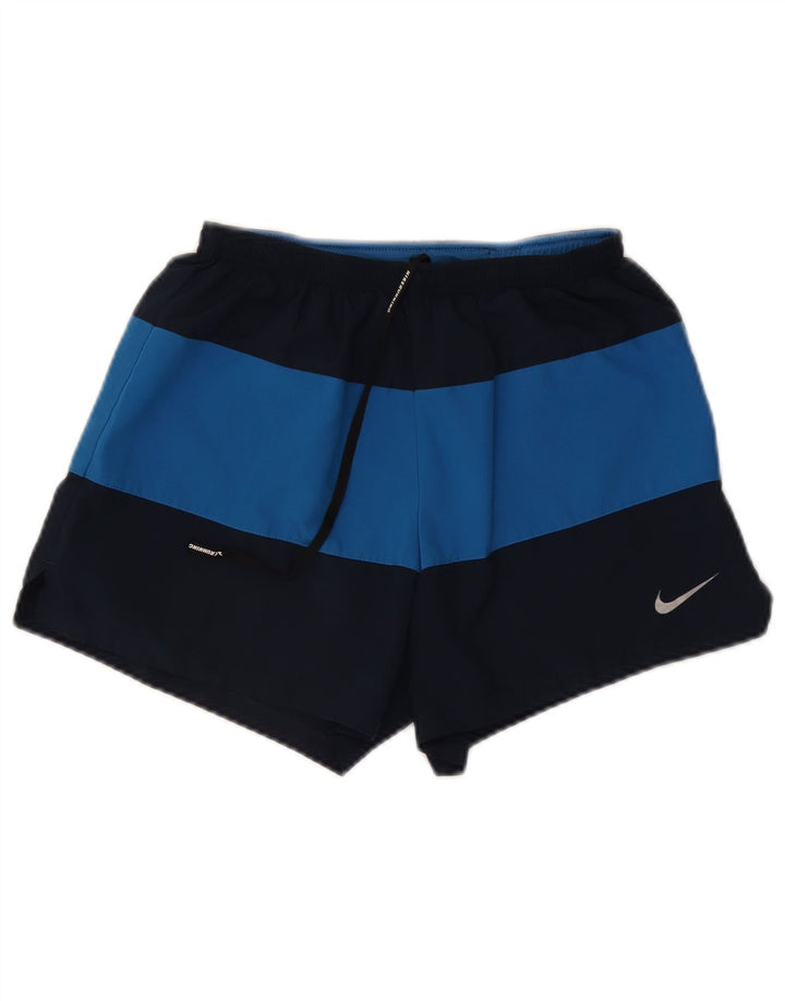 Nike Short de sport Dri Fit pour homme en polyester color block bleu marine moyen