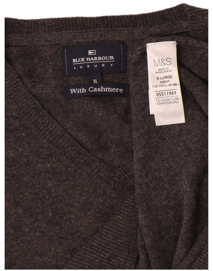 Marks & Spencer Pull Bleu Harbor Col V Homme XL Gris Laine