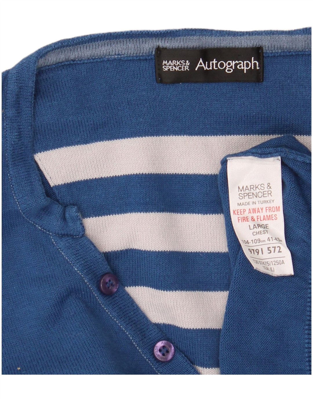 Marks & Spencer Pull autographe à col en V pour homme, grand bleu