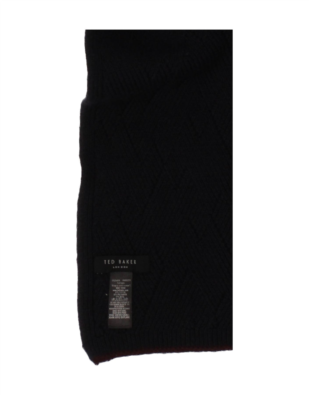 TED BAKER Mens Knit Rectangle Scarf One Size Navy Blue Argyle/Diamond Vintage Ted Baker and Second-Hand Ted Baker from Messina Hembry 