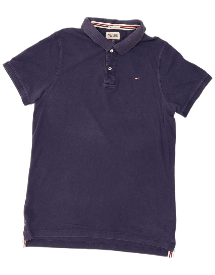 TOMMY HILFIGER Polo Homme XL Bleu Marine Coton