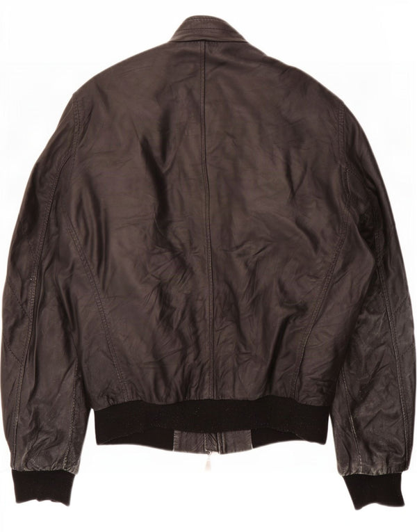 Hogan Veste de motard en cuir pour femme UK 12 Medium Noir
