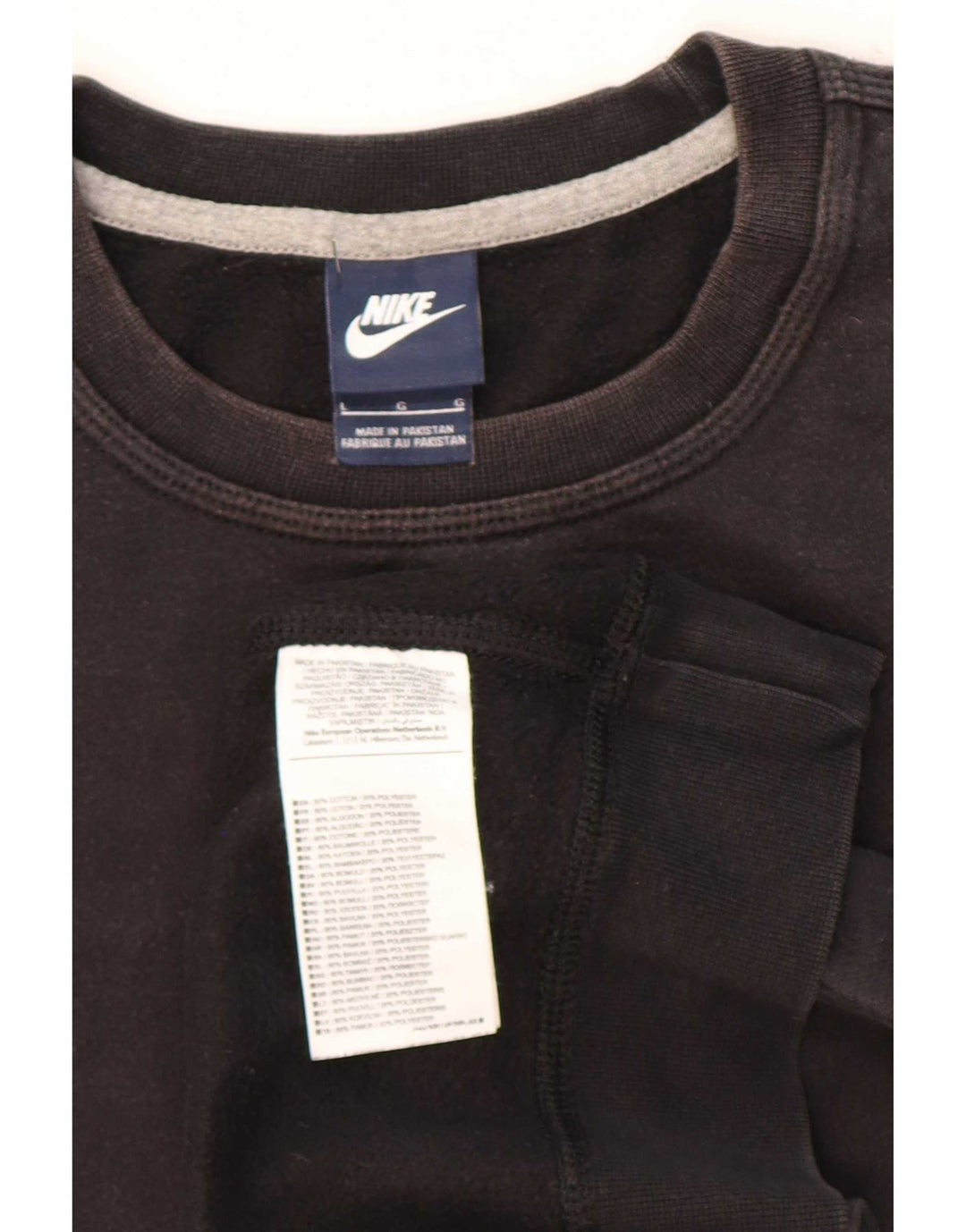 Nike Sweat-shirt pour homme en coton noir Taille L