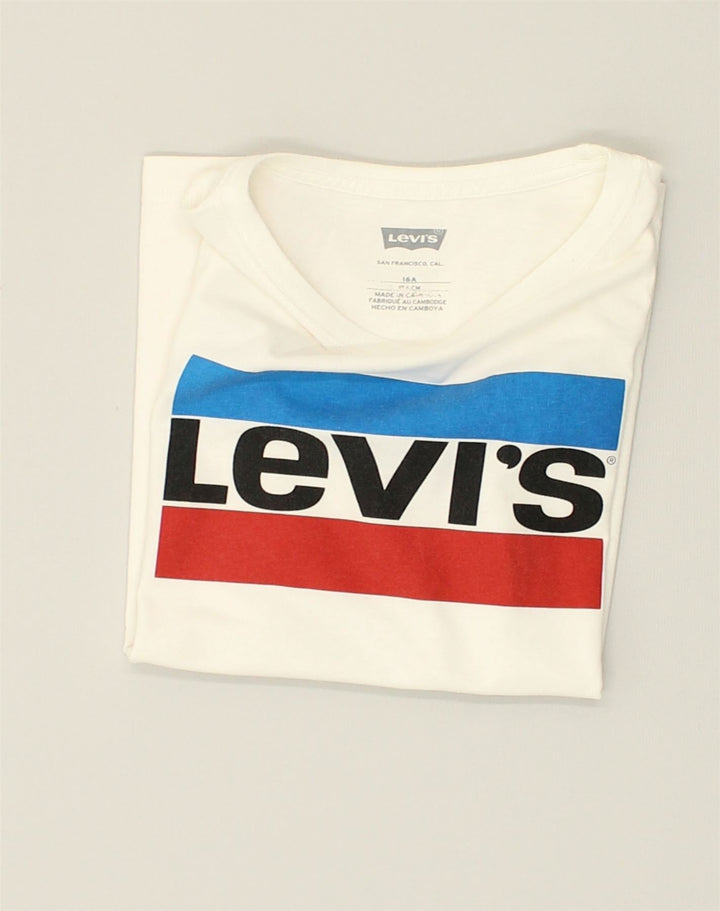 LEVI'S Girls Graphic T-Shirt Top 15-16 Years White Cotton | Vintage Levi's | Thrift | Second-Hand Levi's | Used Clothing | Messina Hembry 