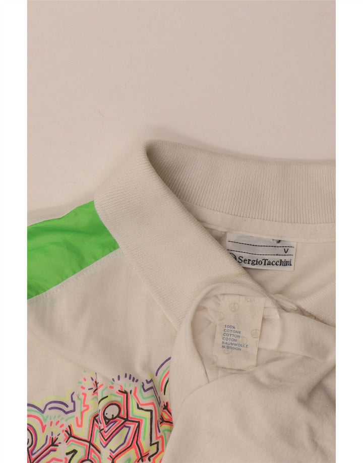 Sergio Tacchini Polo Graphique Homme Grand Coton Colorblock Blanc
