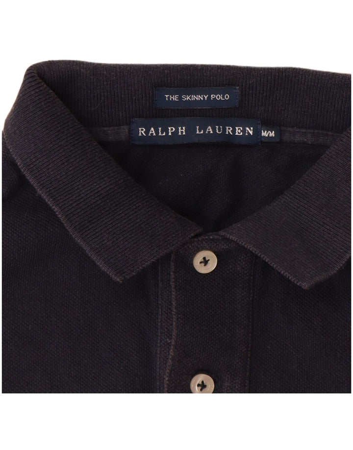 RALPH LAUREN Polo skinny pour femme UK 12 Bleu marine moyen Coton
