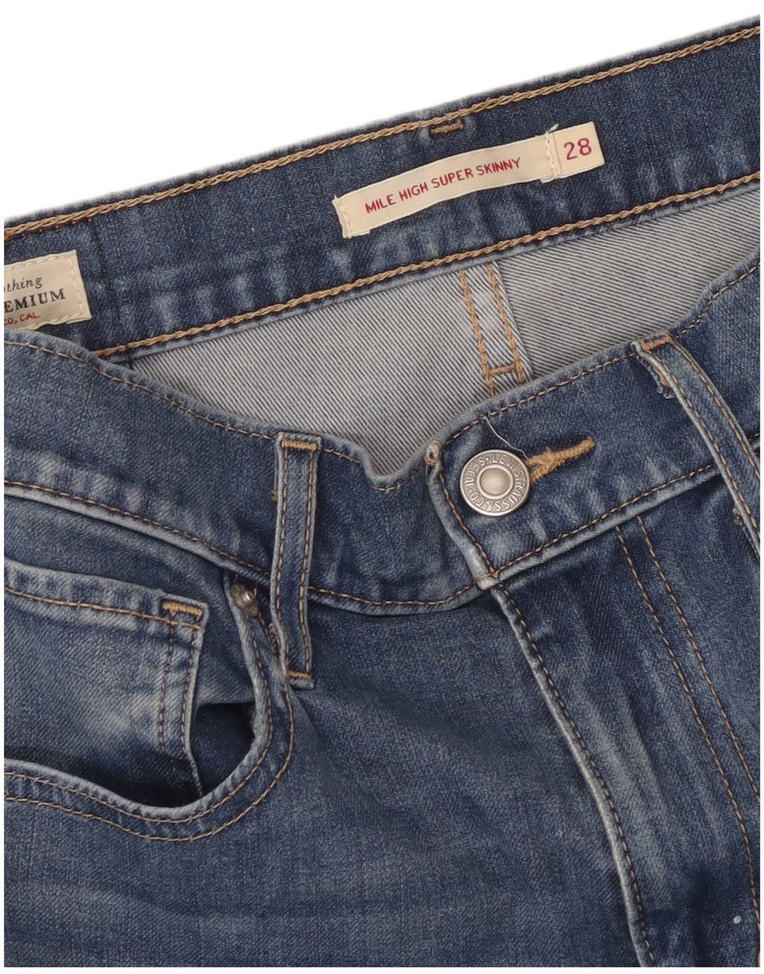 LEVI'S Mile High Jean Skinny Taille Haute Femme W28 L29 Bleu
