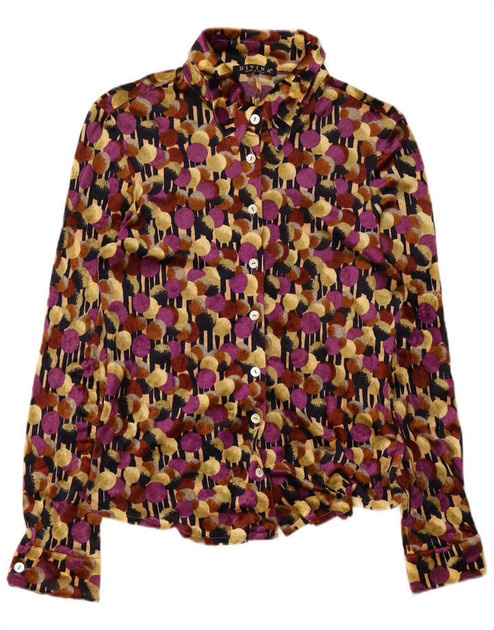 Divina Chemisier en velours pour femme UK 12 Medium Multicolore à pois