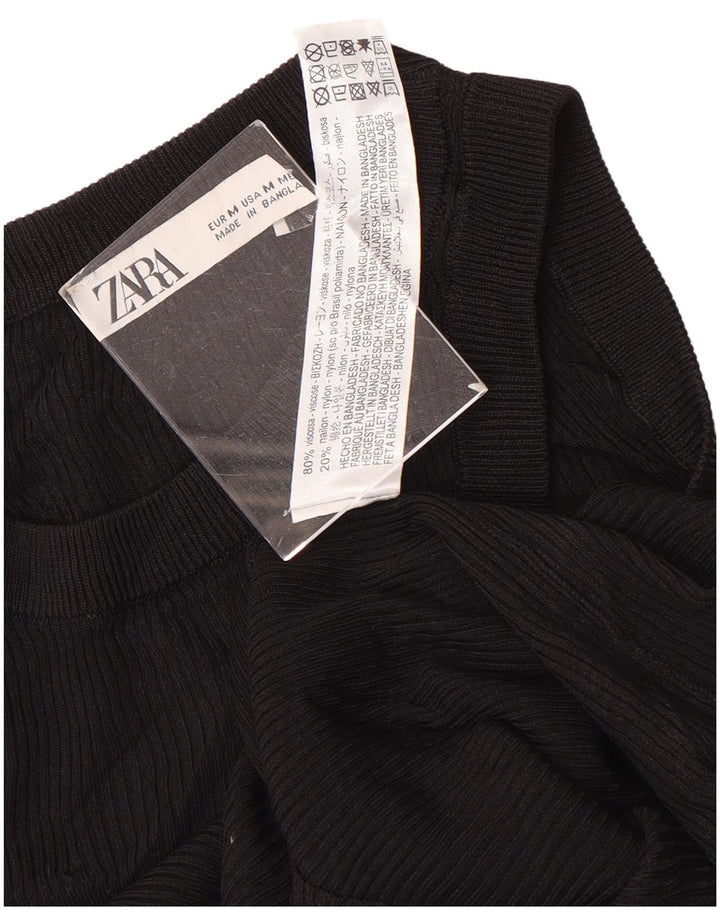Zara Femme Débardeur UK 12 Medium Noir Viscose