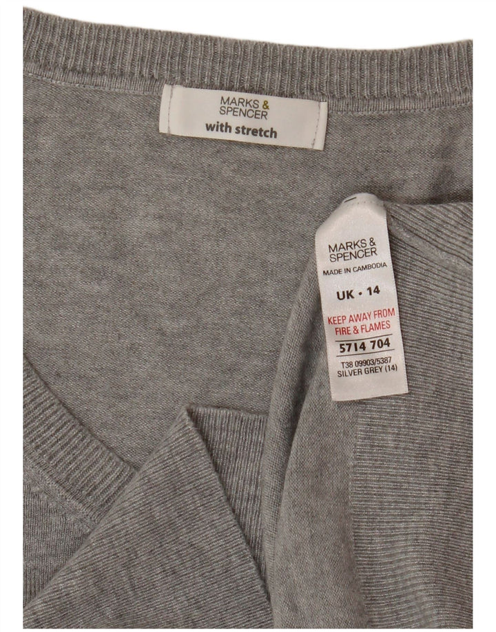 Marks & Spencer Pull court à col en V pour femme UK 14 Gris moyen