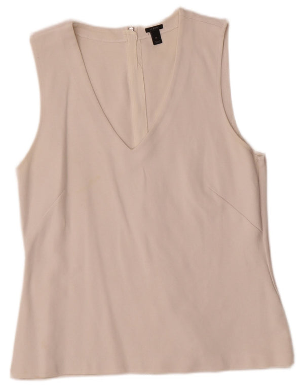 J. Crew Chemisier sans manches pour femme UK 12 en coton blanc moyen
