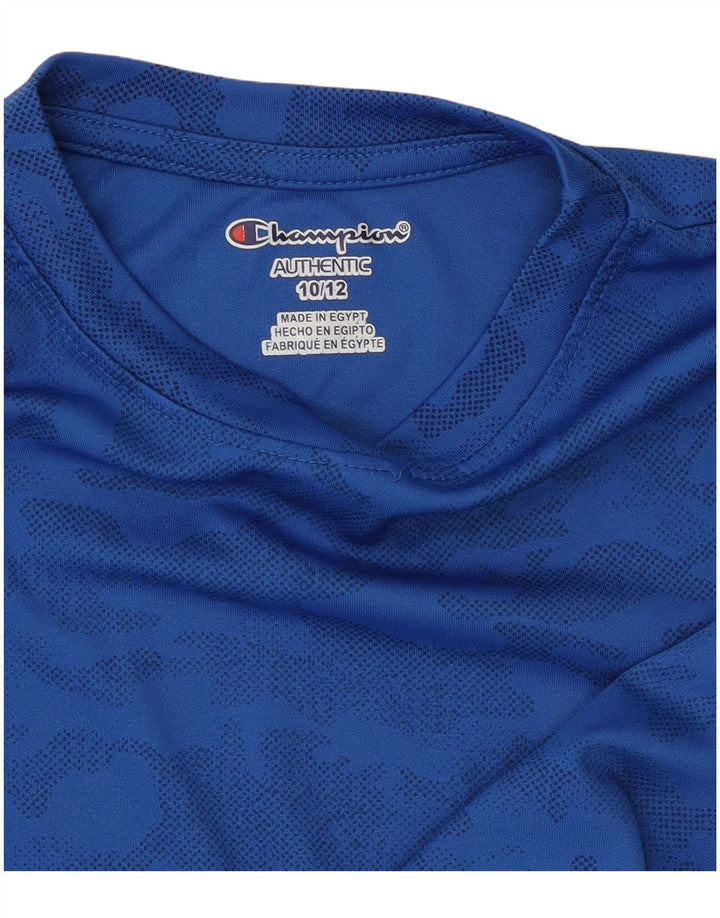 Champion T-Shirt Garçon 10-11 Ans Bleu Camouflage